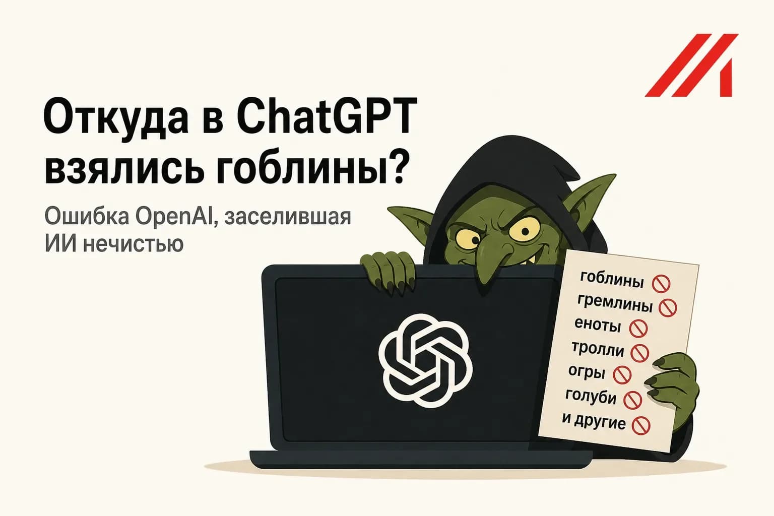 Обложка статьи "Откуда в ChatGPT взялись гоблины: как ошибка OpenAI заселила нейросети нечистью"